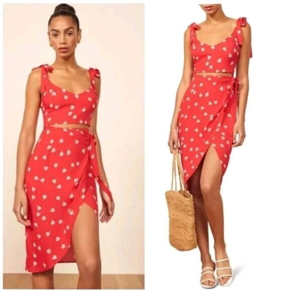 Reformation Belinda Cut Out Wrap Sheath Dress in Jeanne - Women's Size 4 - Picture 1 of 10